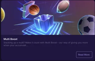 SpinBet Multi Boost promotion with sports balls and a glowing reward box